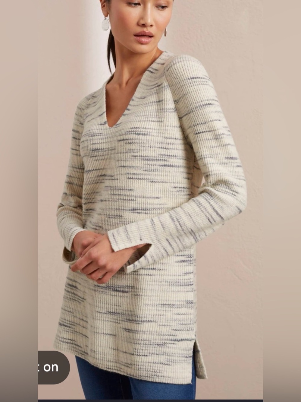 J. Jill purejill space dye tunic in ivory/gray, size medium tall